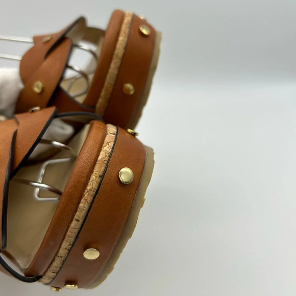 $795 Jimmy Choo Women's Cognac Drya Studded Wedge Sandal Shoes Size EU 38 - Picture 14 of 16